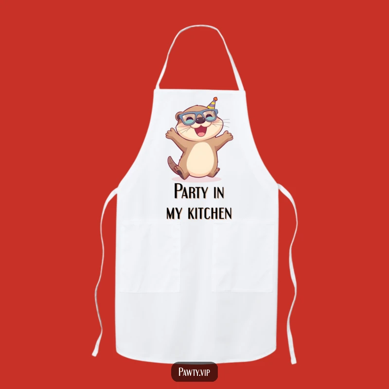 Funny Otter Apron, Party Glasses Otter Kitchen Wear, Perfect Joyful Gift