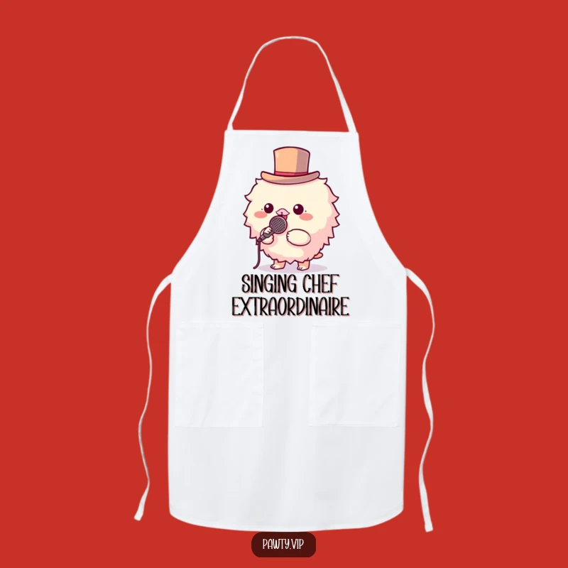 Funny Stage Chef Apron: Fluffy Performer's Microphone Kitchen Gift