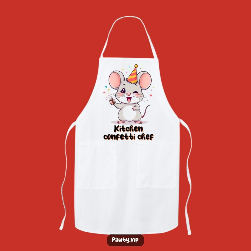 Funny Mouse Party Popper Apron – Chef's Festive & Fun Kitchenwear Gift