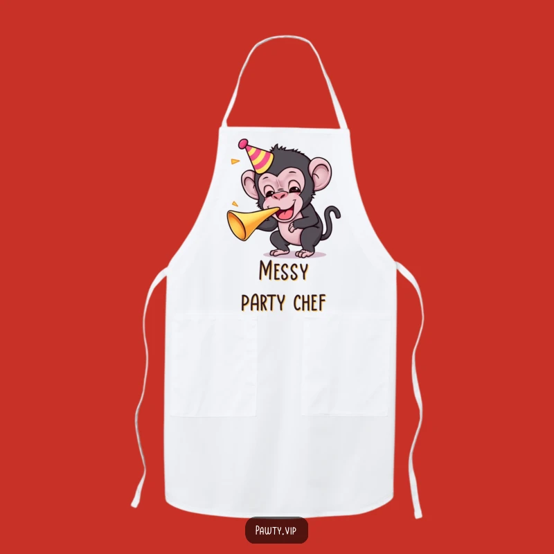 Funny Kawaii Chimp Party Apron: Cook Up Fun with Primate Enthusiasm