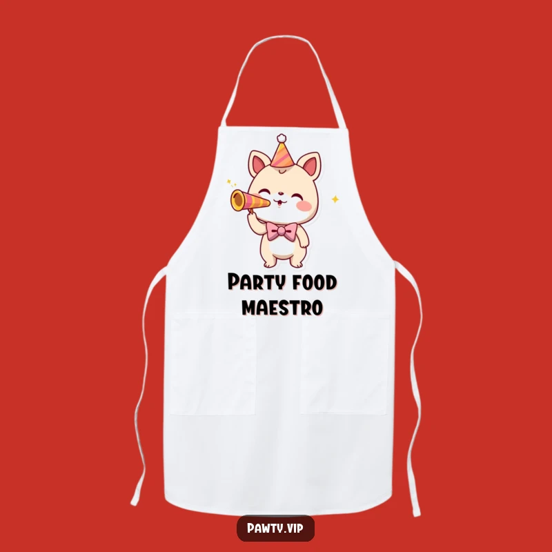 Funny Chef's Party Apron: Bowtie Creature's Horn Blowing Kitchen Gift