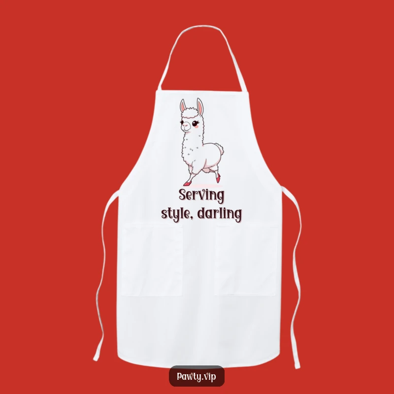 Funny Llama Apron: Chic High Heels Llama Cooking Apron, Perfect Chef Gift