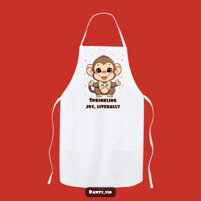 Funny Monkey Glitter Bow Tie Apron: Hilarious Kitchen Wear for Party Chefs
