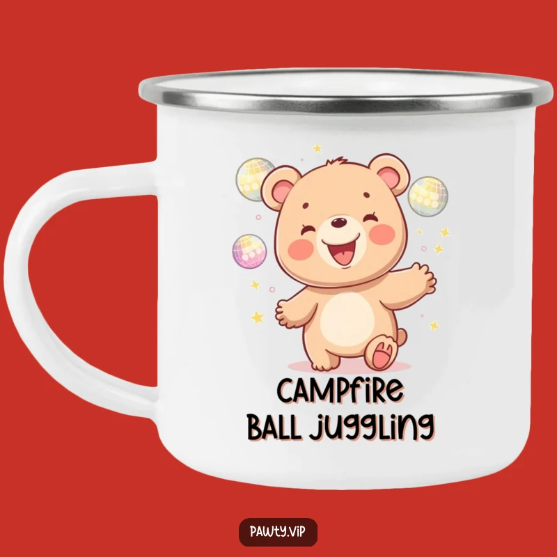 Funny Disco Bear Juggling Camping Mug: Fuel Your Adventures with Hilarious Camp Vibes