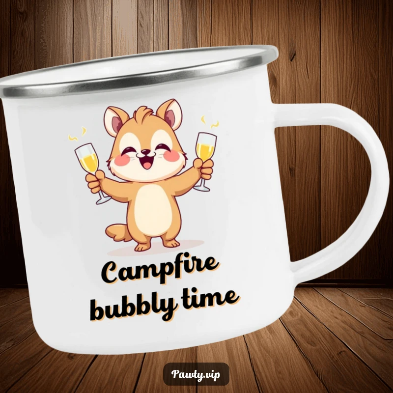 Funny animal juggling champagne flutes, a durable and funny camping mug for festive occasions.