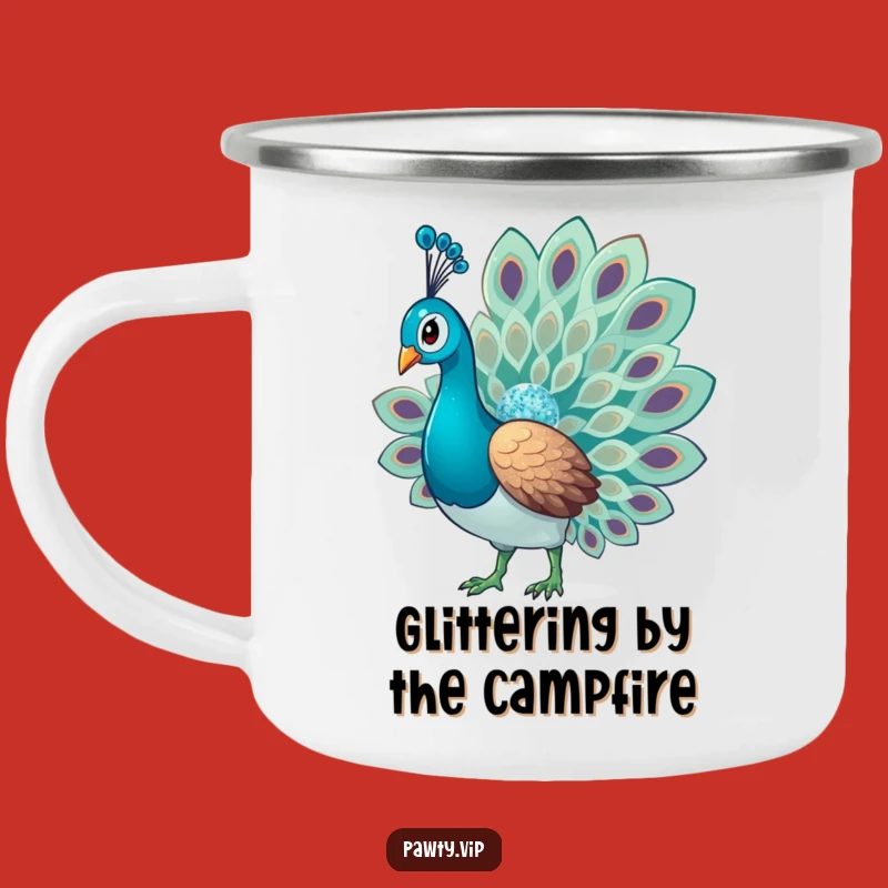 Funny Glitter Peacock Camping Mug: Outdoor Glamour, Sparkling Adventure, Portable Funny Gift