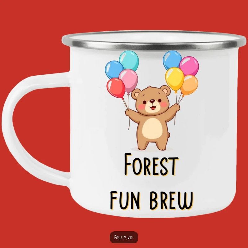 Funny Juggling Bear Balloons Camping Mug: Adventure with Cheer