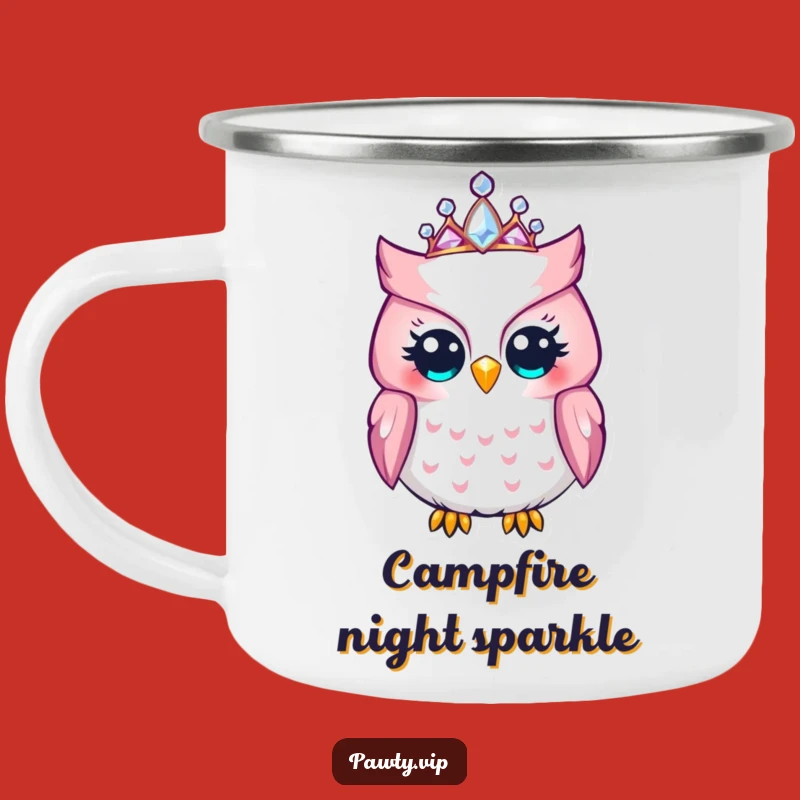Funny Owl Jeweled Tiara Camping Mug: Hilarious Royal Gift for Outdoor Queens