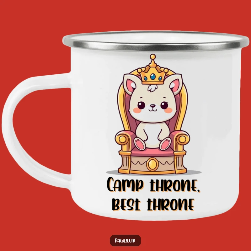 Funny Regal Animal Campfire Mug: Crowned Throne Adventure & Outdoor Humor Gift