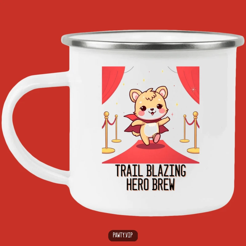 Funny Starry Campfire Mug: Cheerful Cape Animal's Red Carpet Adventure Gift