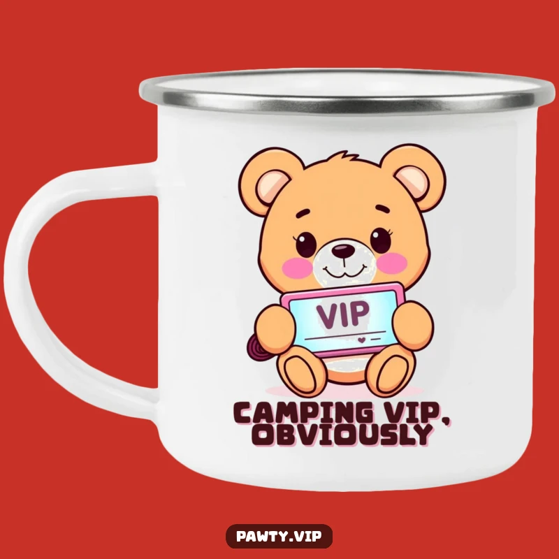 Funny VIP Bear Camping Mug: Exclusive Sips Outdoors