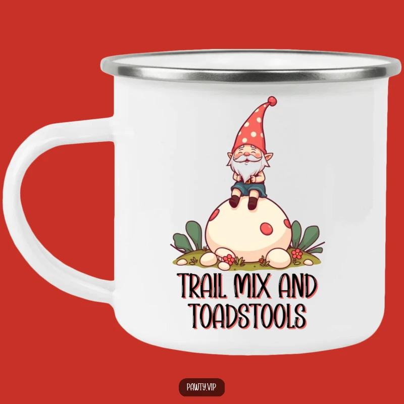 Funny Outdoor Gnome Mug: Cheerful Mushroom Rider Camp Cup, Ideal Whimsical Gift