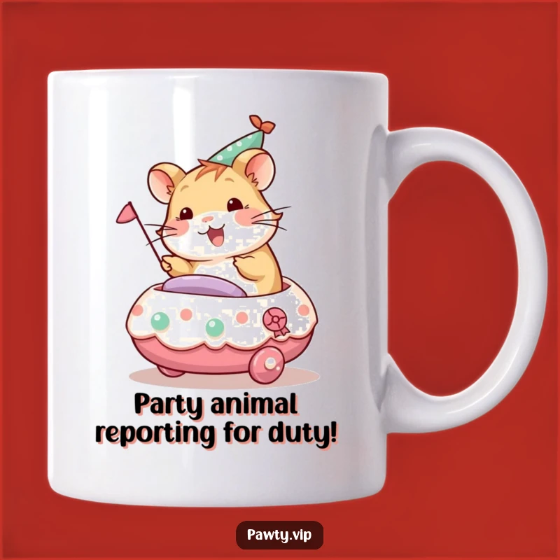 Funny Hamster Party Mug: Cheerful Float Rider Gift for Fun Lovers