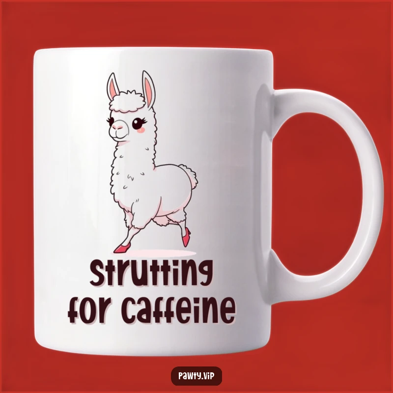 Funny Llama High Heels Mug: Chic Strutting Llama, Perfect Fashionista Gift