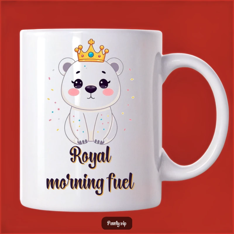 Funny Polar Bear Crown Mug: Dazzling Bear with Confetti, Perfect Royal Celebration Gift