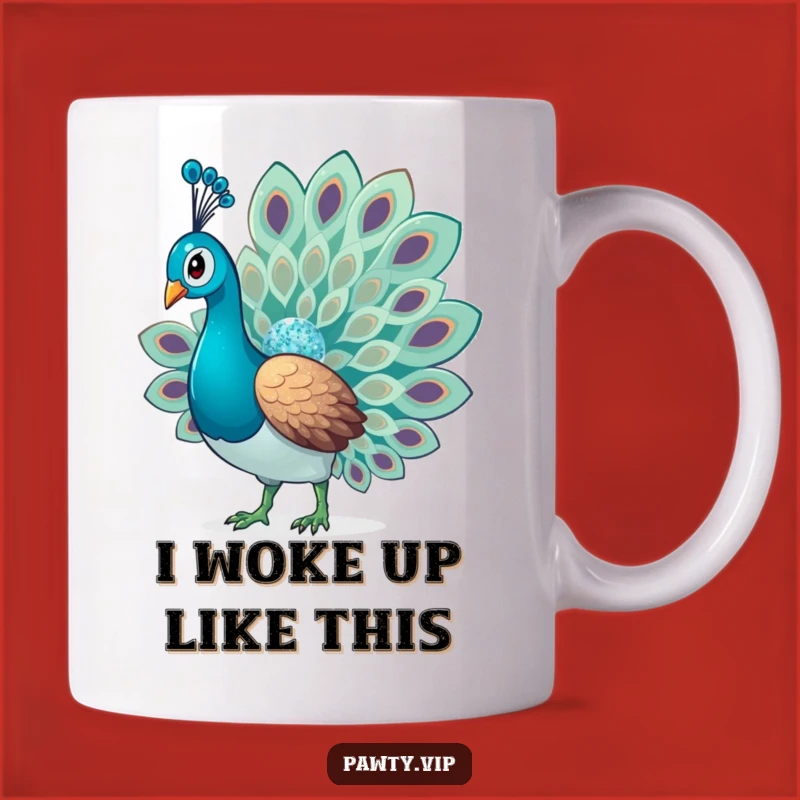 Funny Glitter Peacock Mug: Glamorous Bird Fan, Sparkling Tail, Perfect Funny Gift