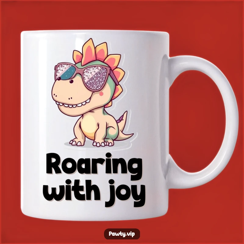 Funny Dinosaur Sunglasses Mug: Cool dino with big shades, the ultimate stylish and funny gift.
