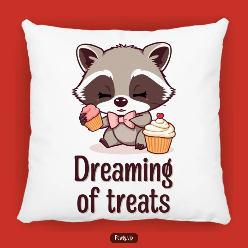 Funny Raccoon Pillow: Mischievous Cupcake Sneaker Pillow, Cozy & Humorous Decor Gift