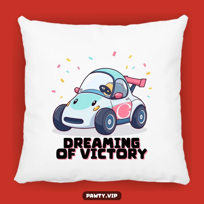 Funny Race Car Confetti Pillow: Soft and decorative, with a speedy car and streamers, a perfect funny gift.