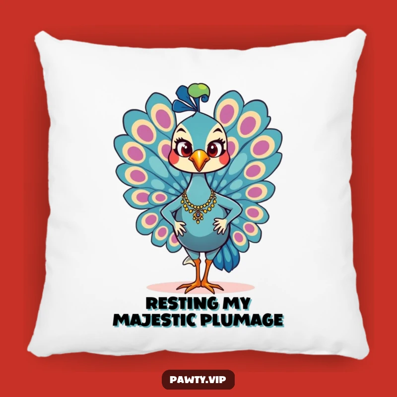 Funny Decorative Peacock Pillow: Confident Strutting Bird Cushion, Plush Humorous Gift