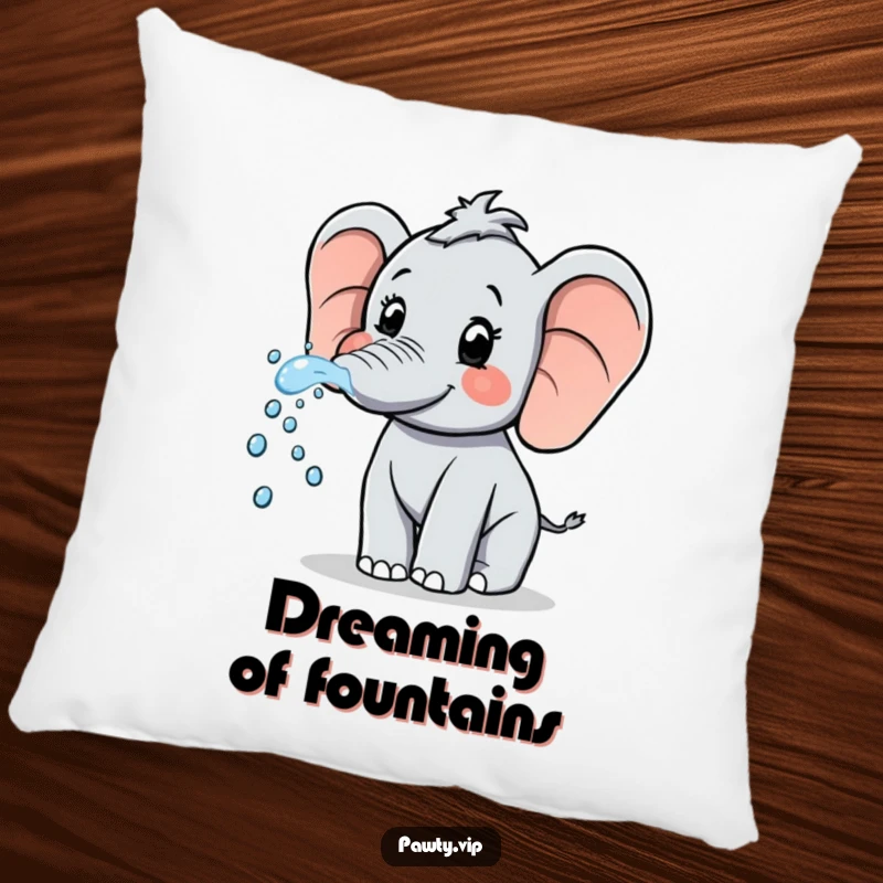 Funny Elephant Pillow: A playful elephant sprays sparkling water from its trunk, offering humorous comfort and a refreshing touch.