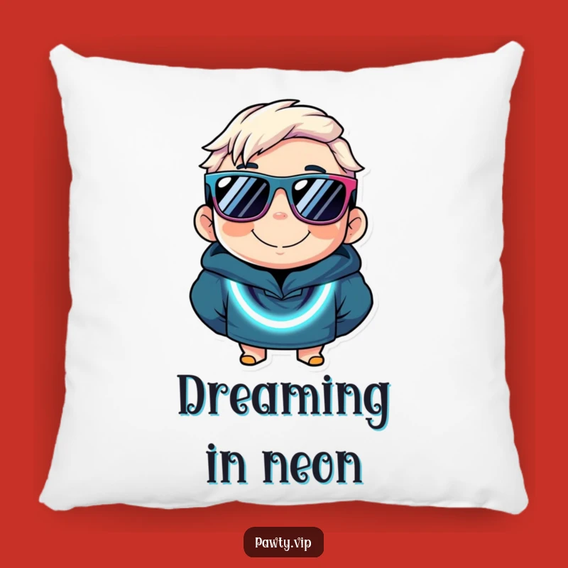 Funny Neon Party Character Pillow: Soft, Cozy, Sunglasses, Hilarious Home Decor Gift