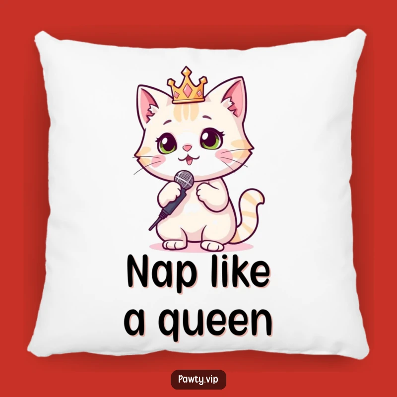 Funny Cat Pillow: Regal Comfort and Sparkly Decor