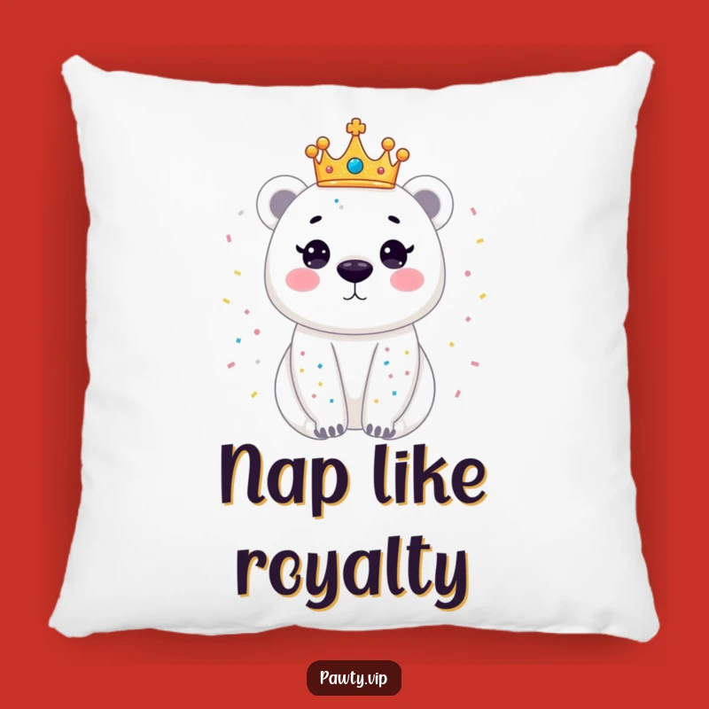 Funny Polar Bear Pillow: Dazzling Crown Bear Pillow, Cozy & Festive Decor Gift