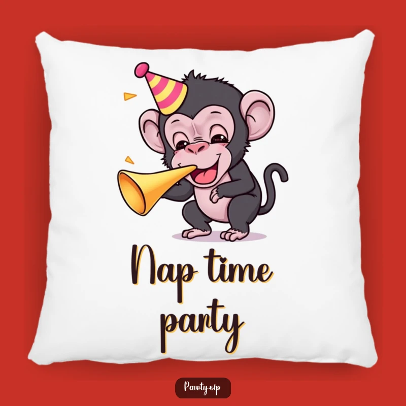 Comforting Funny Kawaii Chimp Party Pillow: Cuddle Up with Primate Cheer and Fun