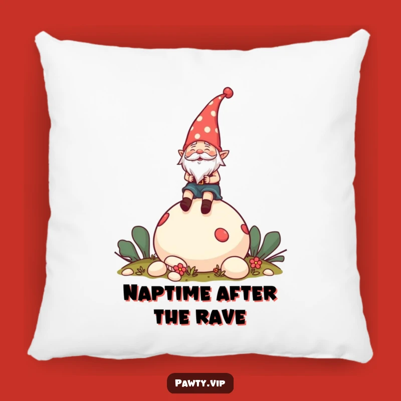 Funny Gnome Mushroom Pillow: Cheerful Rider Cushion, Perfect Whimsical Gift