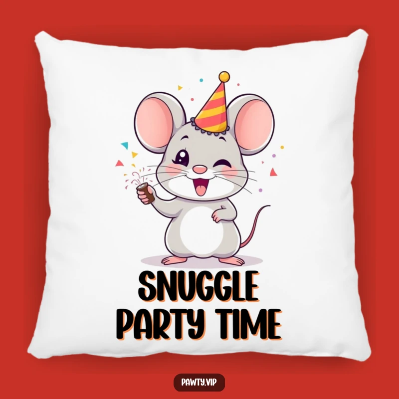 Funny Mouse Party Popper Pillow – Comfy & Cheerful Accent for Your Home