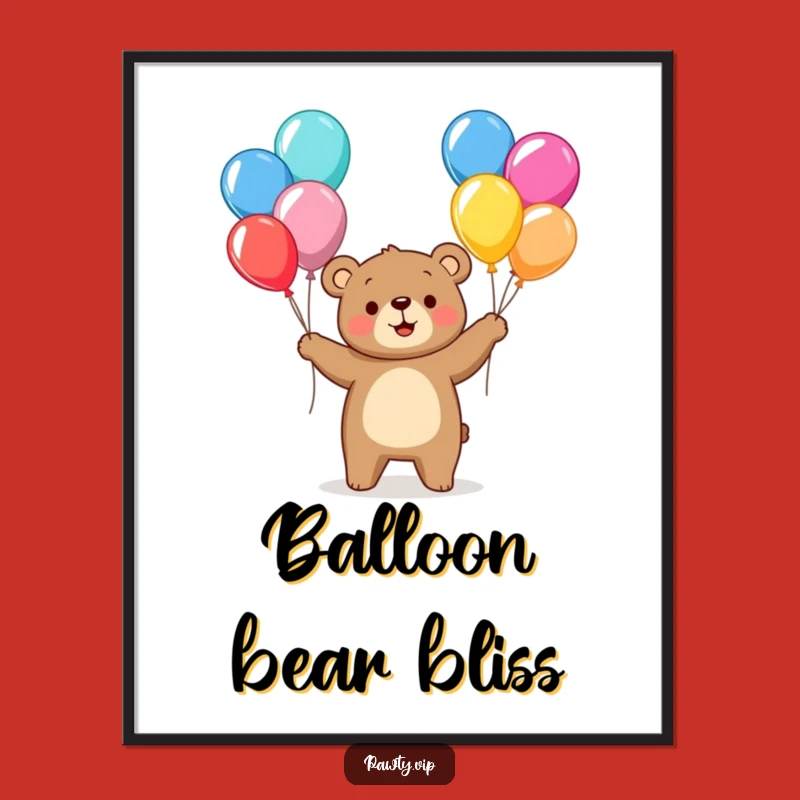 Funny Juggling Bear Balloons Digital Art: Joyful Decor for Walls