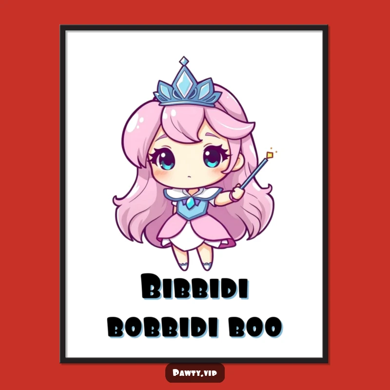 Funny Tiara Digital Art: Sparkly Magic Wand Character Print for Decor