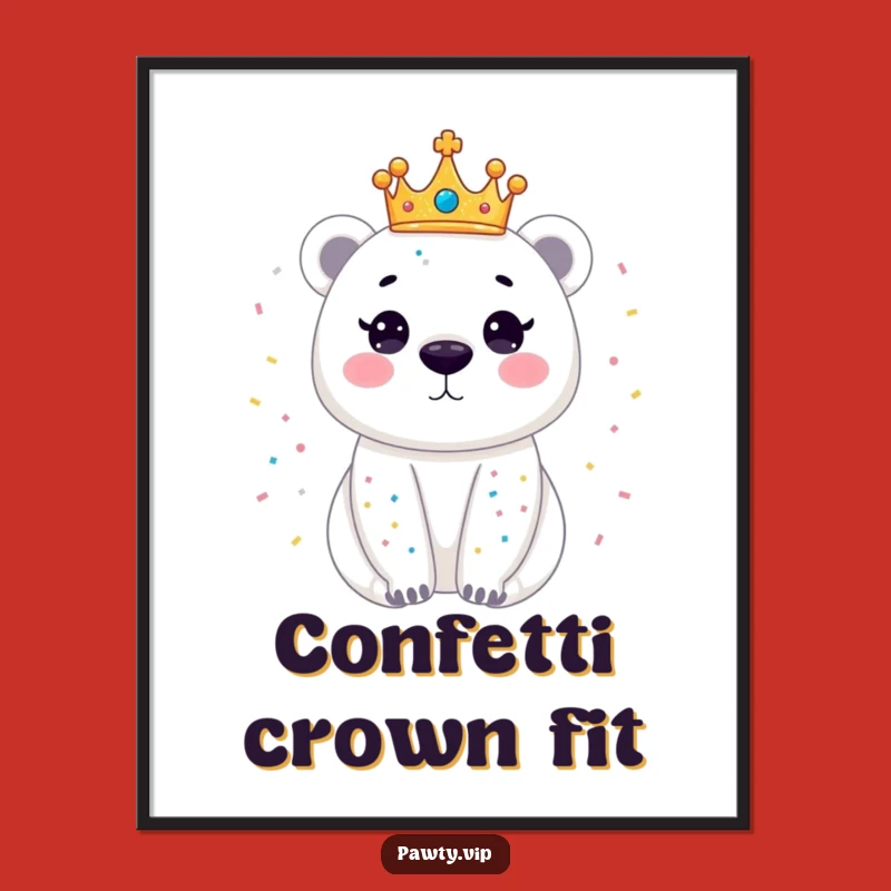 Funny Polar Bear Digital Print: Dazzling Crown Bear Art, Instant Regal Decor Gift