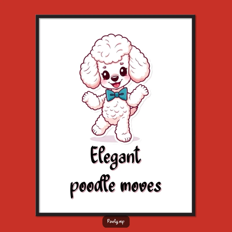 Funny Poodle Dancing Digital Print: Instant Elegant Canine Art