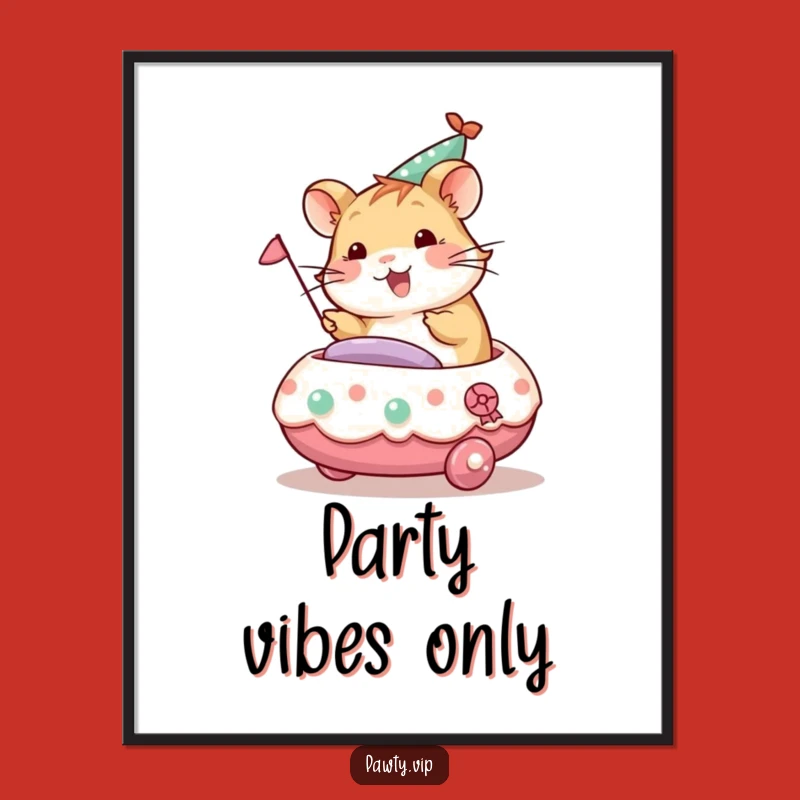 Funny Hamster Party Digital Print: Cheerful Wall Art Gift