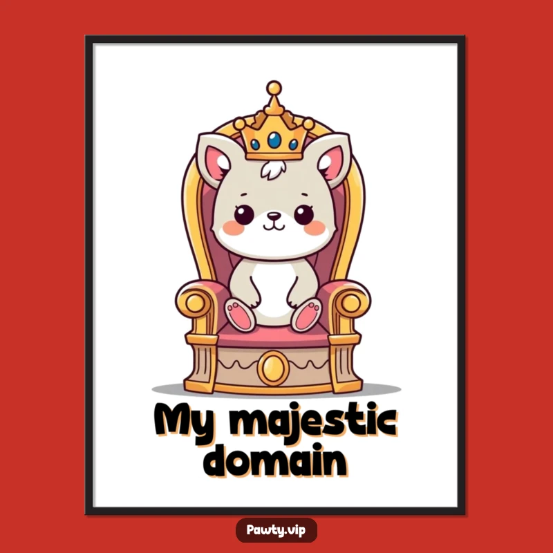 Funny Majestic Animal Throne Digital Art: Crowned Creature's Royal Decor Gift