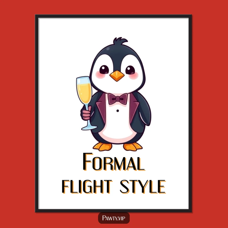 Funny Penguin Tuxedo Digital Art – Instant Classy Decor for Walls