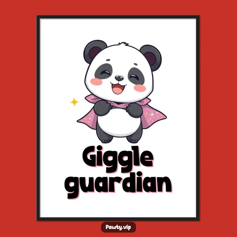 Funny Panda Hero Digital Print: Giggling Panda Art, Instant Funny Gift Wall Decor