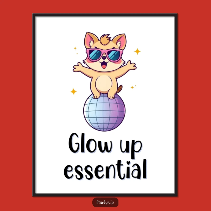 Funny Disco Animal Digital Art: Sunglasses Dancer's Groovy Wall Decor Gift