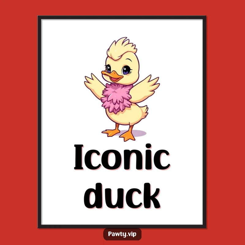 Funny Duck Diva Digital Art, Feather Boa Printable, Glamorous Decor, Hilarious Gift