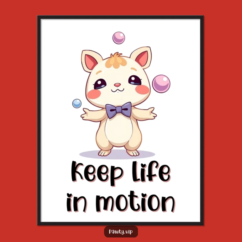 Funny Juggling Creature Art Print - Bow Tie Decor - Hilarious Funny Gift!