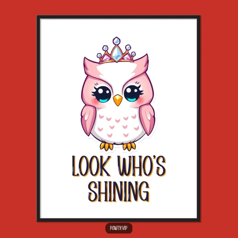 Funny Owl Jeweled Tiara Digital Art: Hilarious Printable for Regal Decor