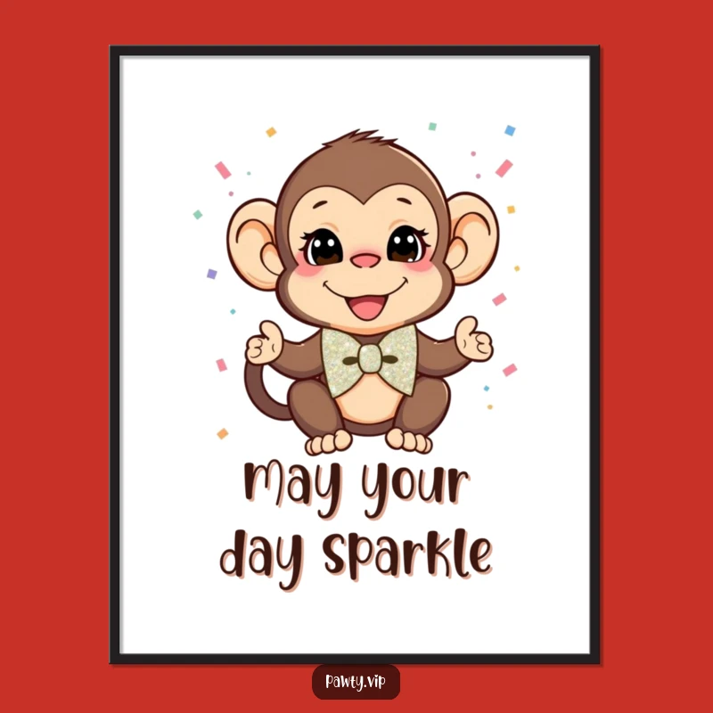 Funny Monkey Bow Tie Confetti Digital Art: Hilarious Printable Party Decor