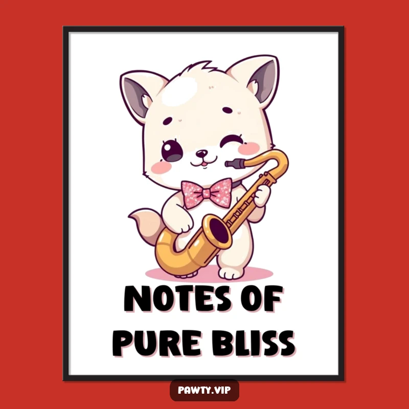 Funny Kawaii Animal Saxophone Player Digital Art Print