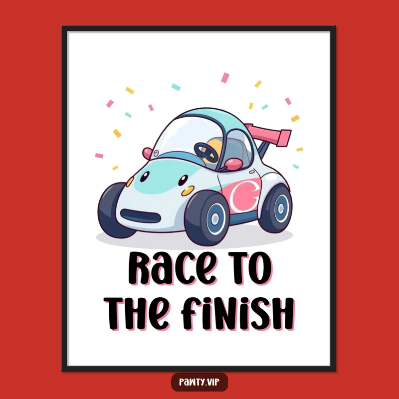 Funny Race Car Confetti Digital Art: High-resolution download of a speedy car, a unique funny gift.