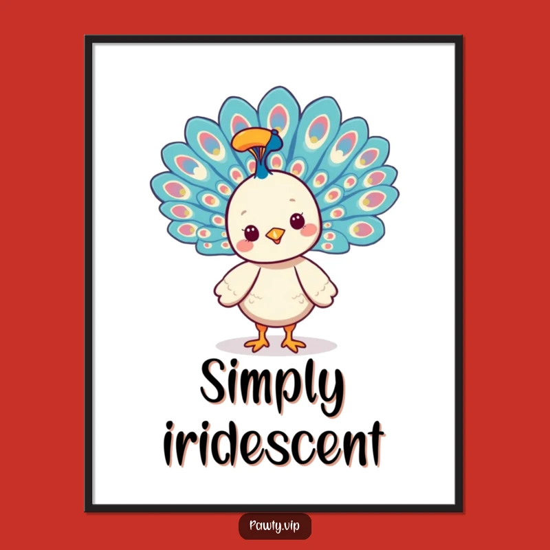 Instant Download: Funny Kawaii Peacock Pride Digital Art Print for Elegant Decor