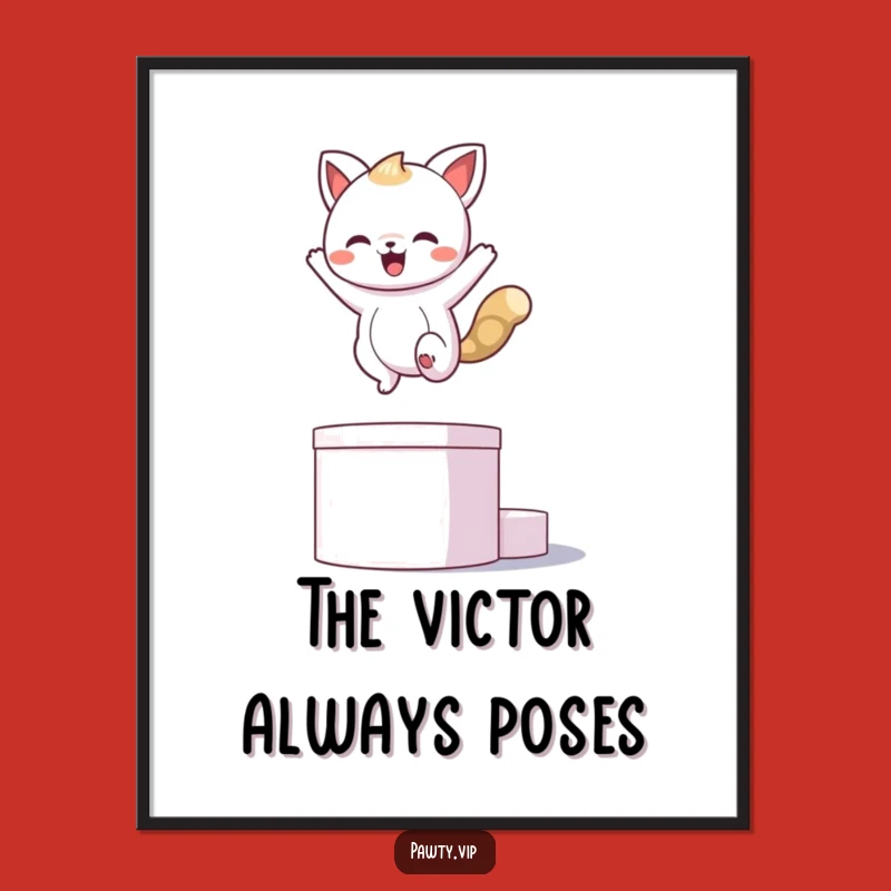 Funny Kawaii Animal Champion Pose Digital Art Print