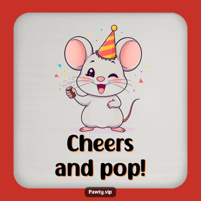 Funny Mouse Party Popper Coaster Set – Protect Tables with Festive Flair