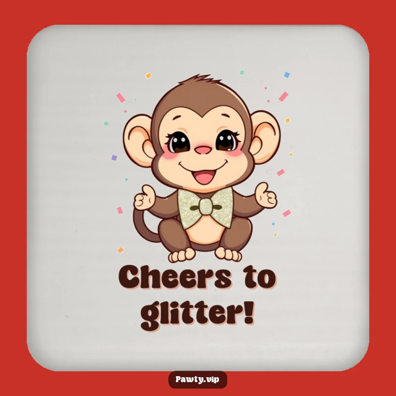 Funny Monkey Confetti Coaster Set: Hilarious Decor for Party Drink Protection